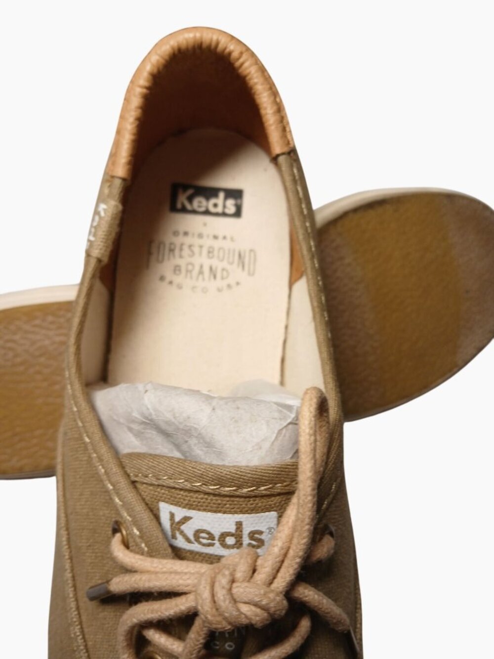 Keds x Forestbound Champion Womens Khaki Taupe Canvas Sneakers Size 8 Rubber Toe - Picture 7 of 12